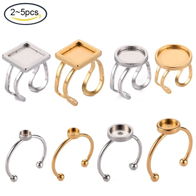 

NBEADS 2-5PCS 304 Stainless Steel Cuff Pad Ring Laser Cut Golden Tray: 6- 12 mm For Jewelry Bracelet Earrings Making