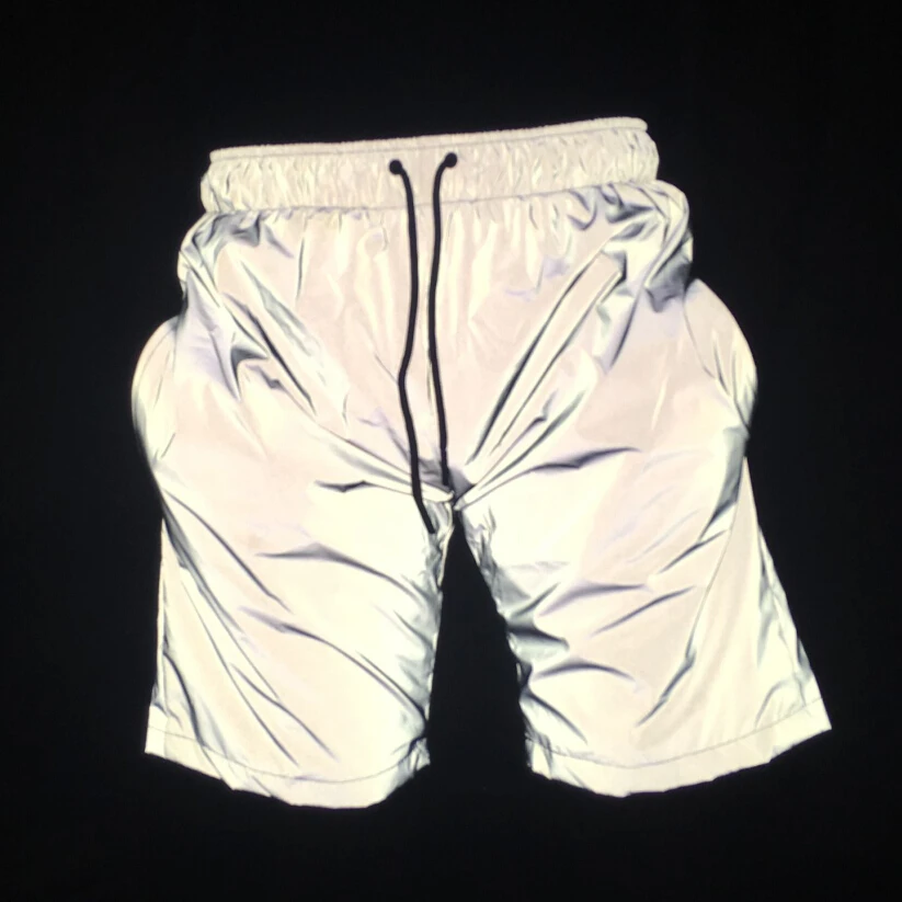 

Boy summer casual reflective hip hop shorts nightclub short pants sportwear men's shiny board shorts bermuda masculino 3XL