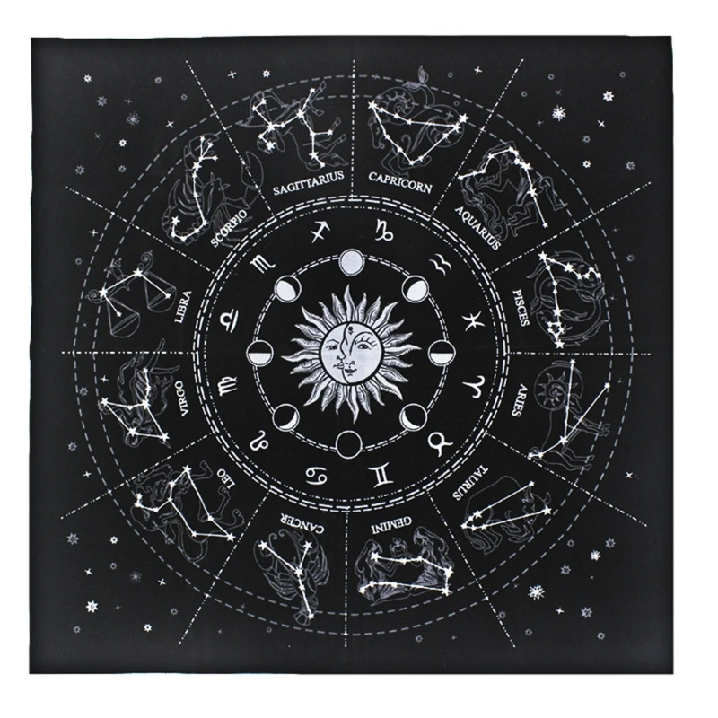 

F2TC 12 Constellations Tarot Divination Cards Table Cloth Tapestry Altar Tarot Card Cloth Tablecloth Tablecloth Astrology