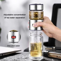 400ml glass water bottle with loose leaf tea strainer tea infuser double wall glass bottle free to disassemble car thermos cup