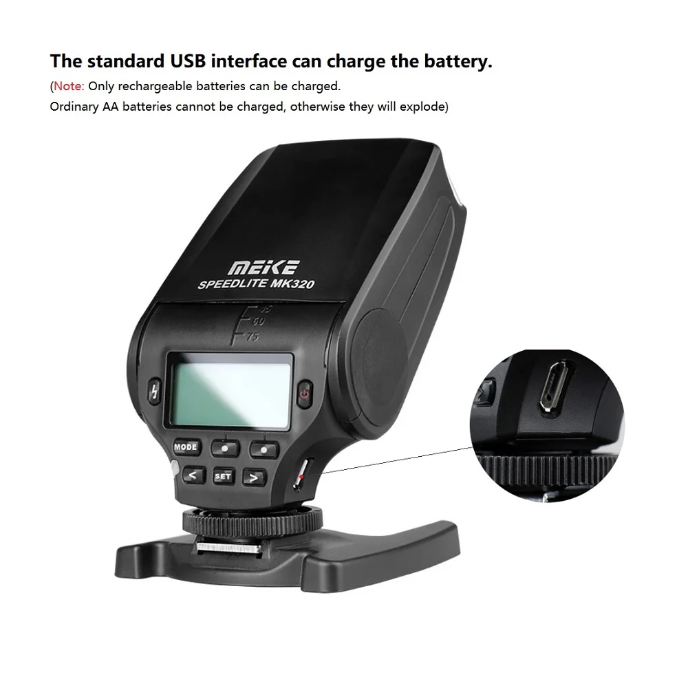 Фото Автоматическая вспышка MEIKE MK-320N Mini TTL Speedlite для камер Nikon MI с горячим башмаком, DSLR и беззеркальных камер J1 J2 D550 D800 D7000 D7100 №2