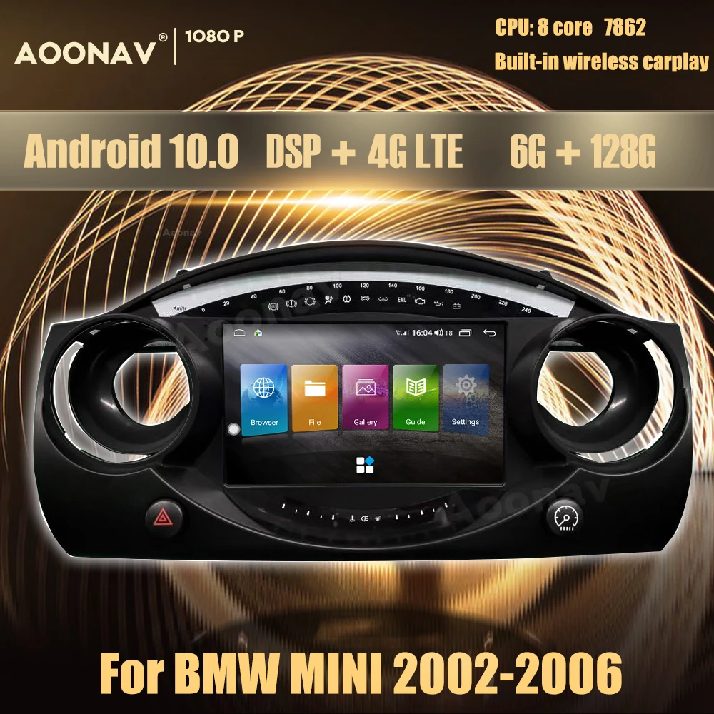 

Автомобильный радиоприемник для BMW MINI R50 R56 R60 2002-2006 2Din автомобильное стерео радио головное устройство Qled экран 7862 процессор Встроенный carplay