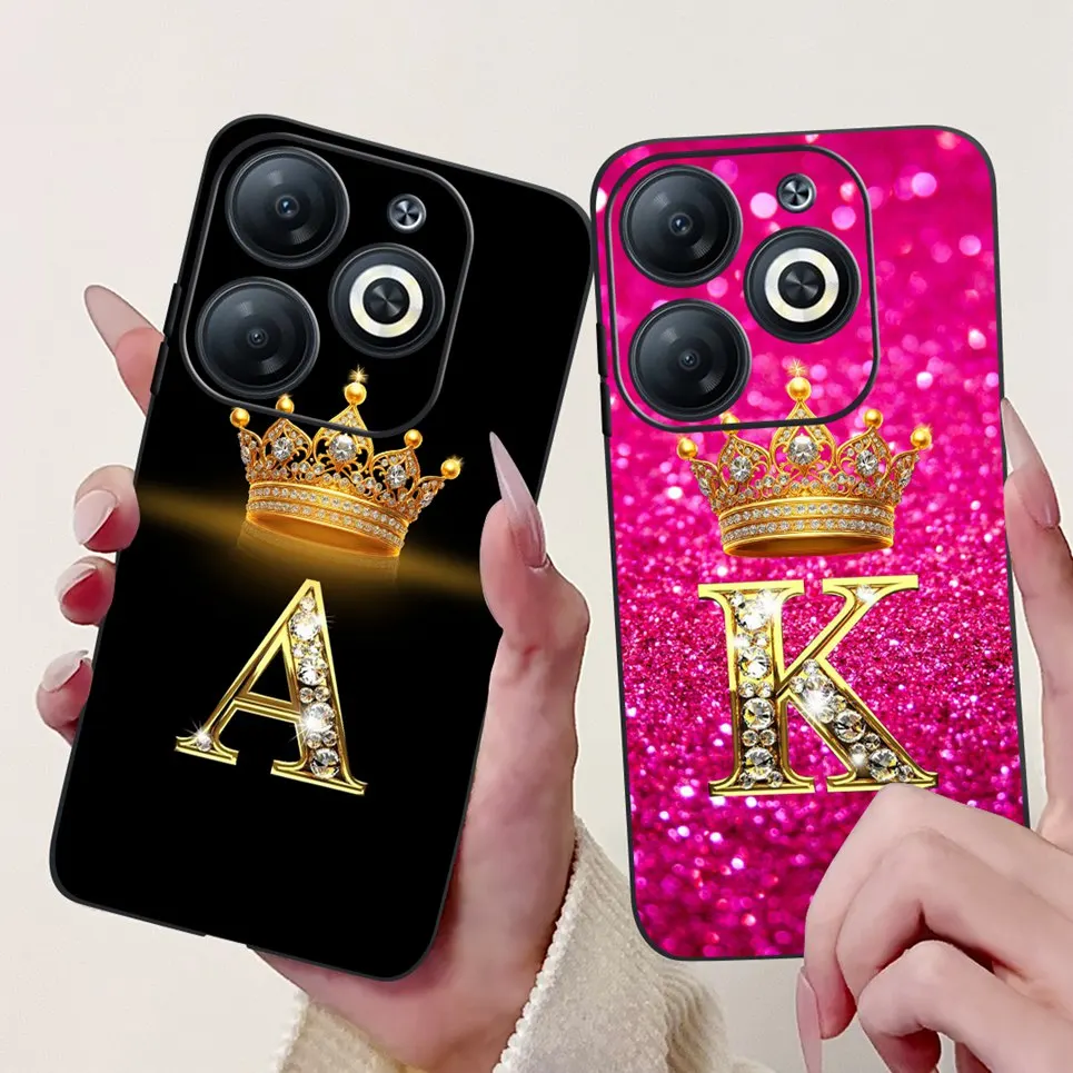 Для Infinix Smart 8 smart Роскошный чехол с изображением короны и буквами мягкие