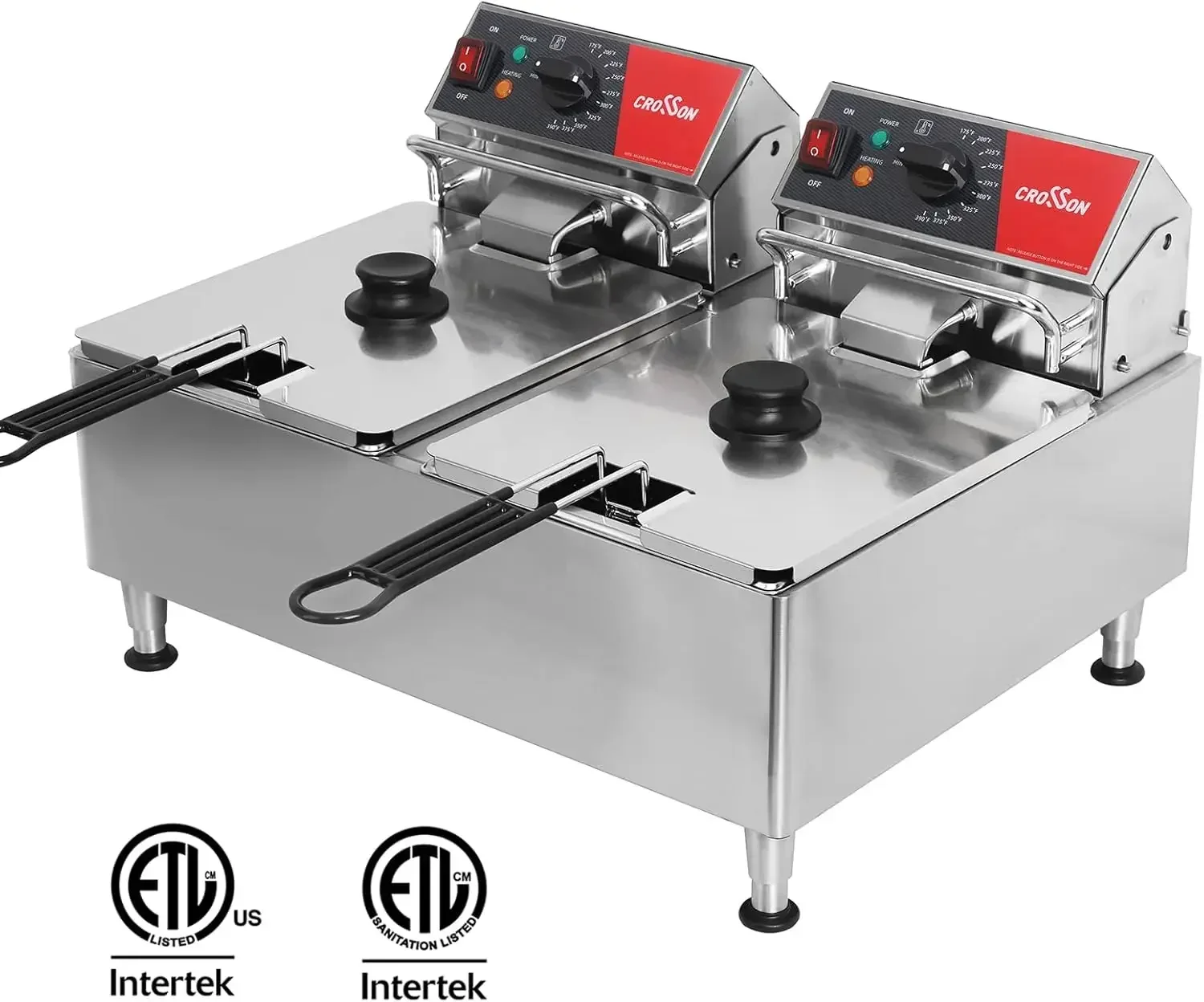 Электрическая фритюрница CROSSON ETL с двойным баком 26 фунтов прочной корзиной