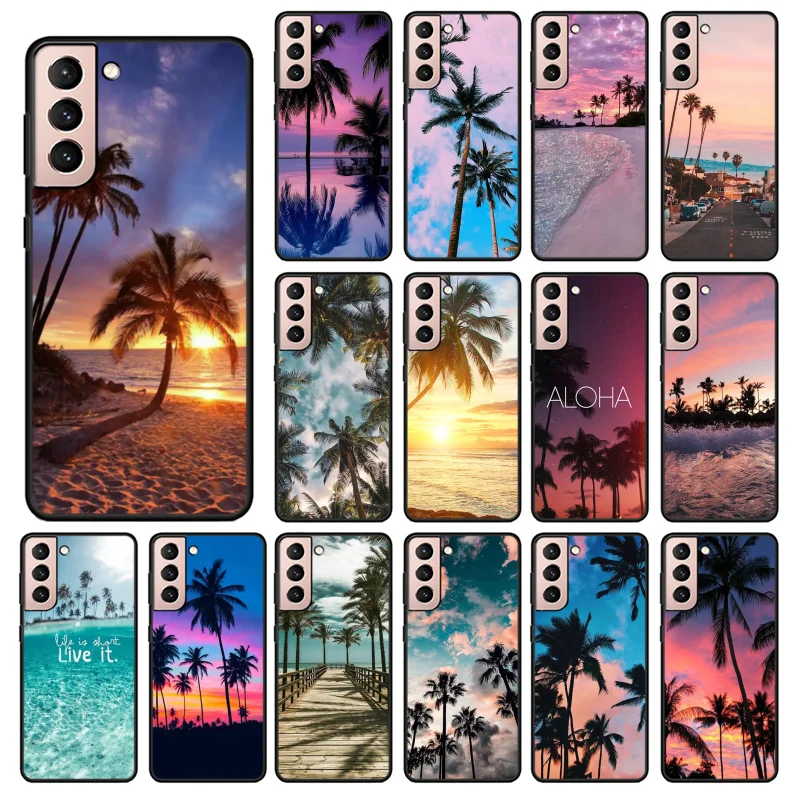

Palm Summer Beach Sea Phone Case for Samsung S30 S23 S22 S20 Ultra S20 S22 Plus S11 S10 S9 Plus S21 Plus S10E