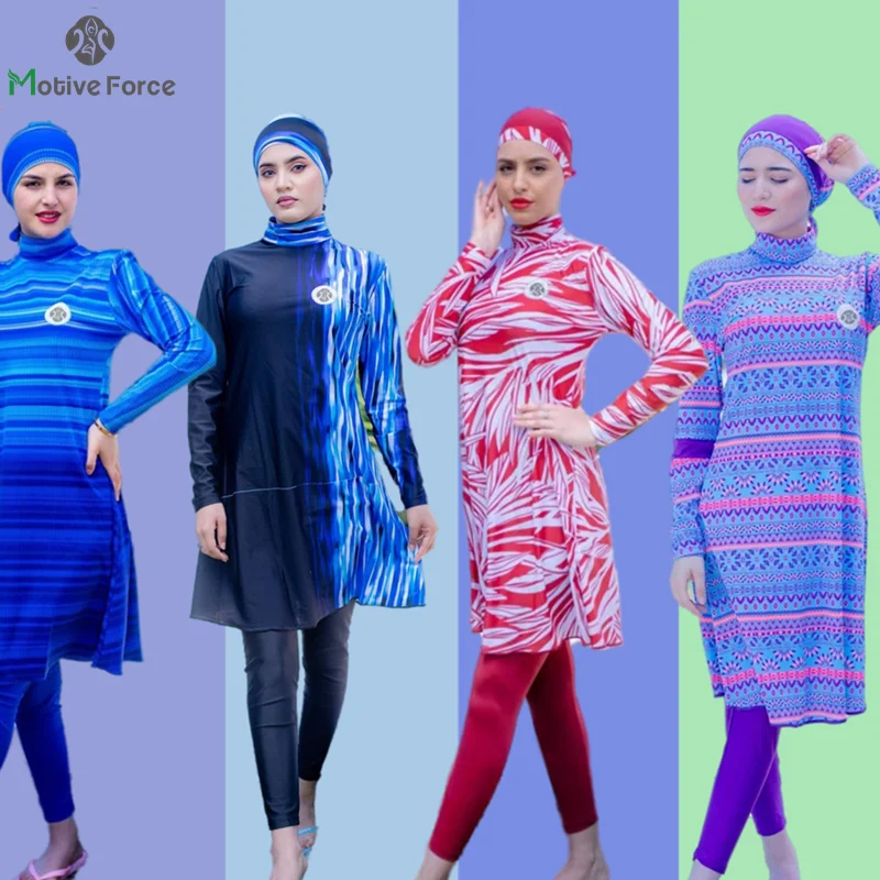 

Комплект из 3 предметов, искусственный цветочный принт, лоскутный хиджаб с длинными рукавами, спортивный купальник, одежда для купания в бур...