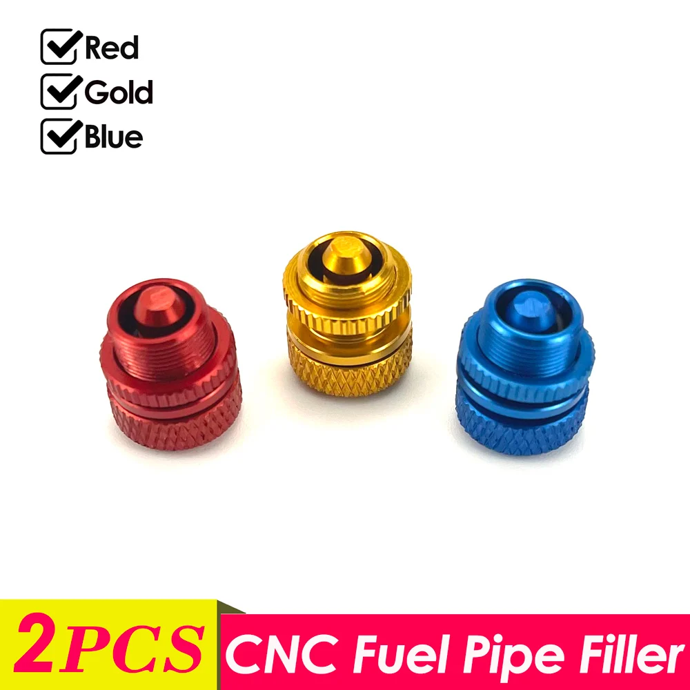 

2Pcs Aluminum Fuel Pipe Plug Dot Filler Gas Glow Cap Blue Red Gold Nozzle for RC Nitro Airplane Colored Parts