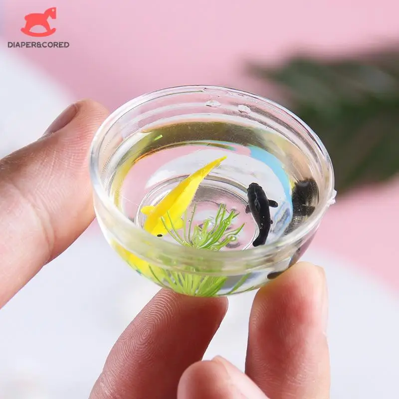 

1:6 1:12 Dollhouse Miniature Fish Tank Bowl Simulation Aquarium Small Goldfish Doll House Home Decor Accessories Toy