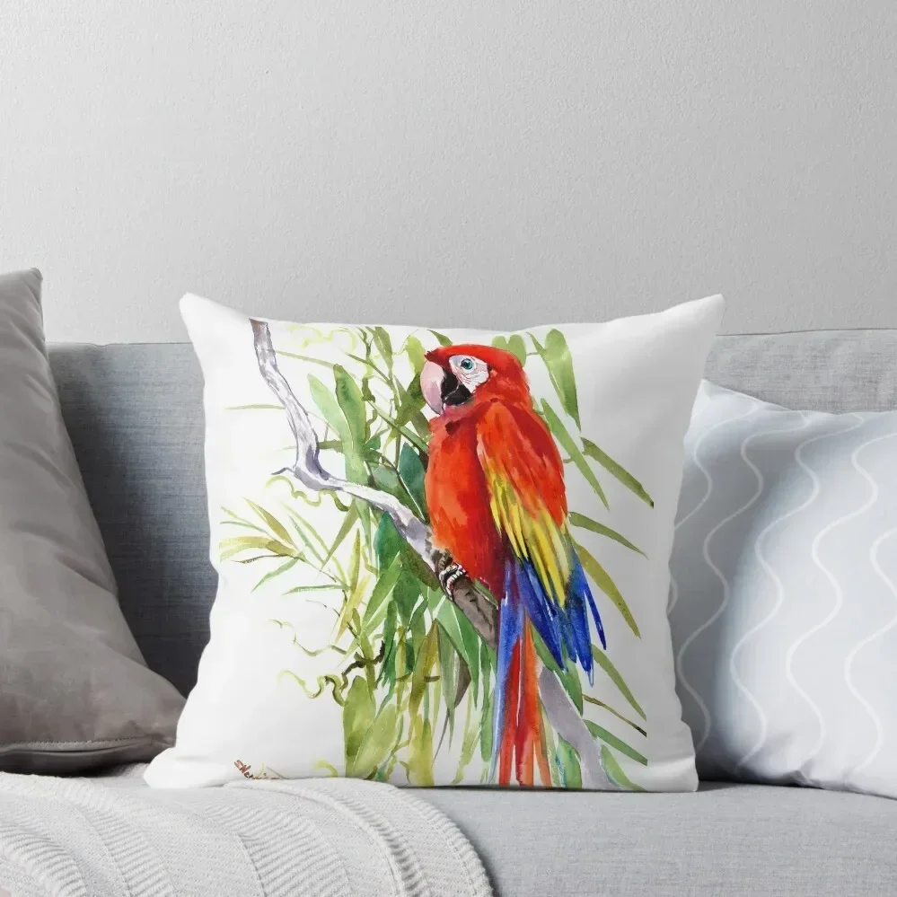 Декоративная подушка Scarlet Macaw Tropical Jungle Parrot 30x30 см