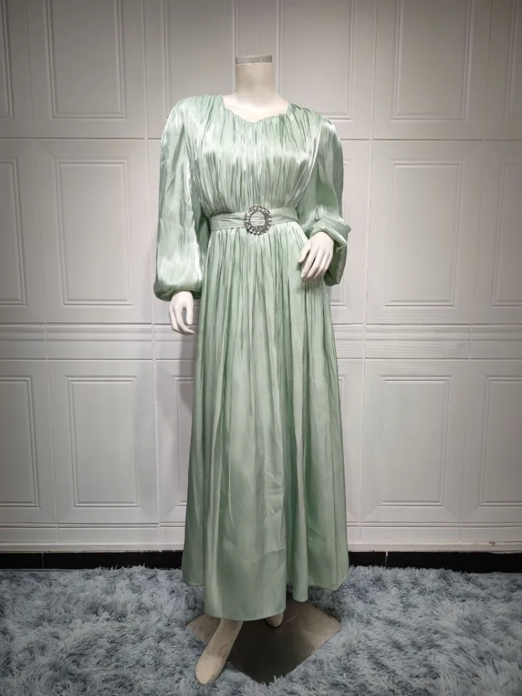 Muslim Fashion Hijab Dubai Abaya Long Dresses With Sashes Islam Clothing African Party Dresses for Women Robe Musulman Djellaba