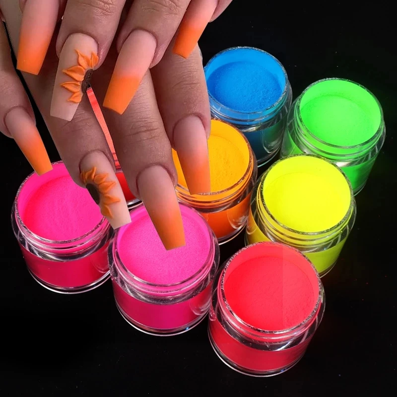 

Fluorescent Acrylic Powder Neon Pigment Crystal Dust For Nail Gel Nail Art Design Decorations Professional Manicure Tools