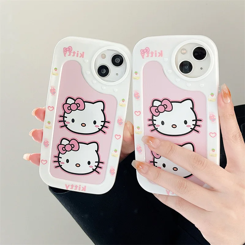 

Чехол для телефона с аниме Sanrio Hello Kittys, аксессуары, милый мультяшный чехол для Iphone11 12 13Promax Xr Xsmax, двухслойный силиконовый подарок для девочек
