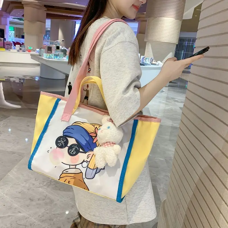 

Fashion Tot Bag for Women Cartoon Print Large Capacity Shopping 2023 New Cute Student Handbag Casual Female Shoulder Bag