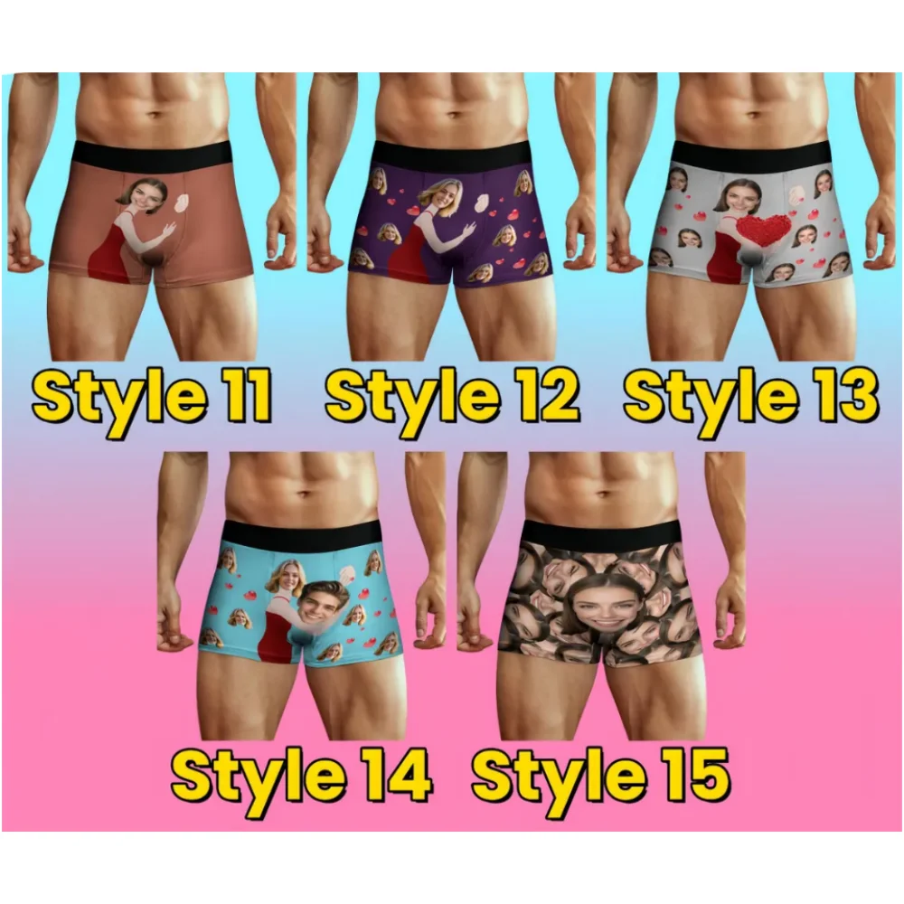 Custom Men's Underwear Personalised Boyfriend Boxers Mens Boxer Shorts Picture on Briefs Gift