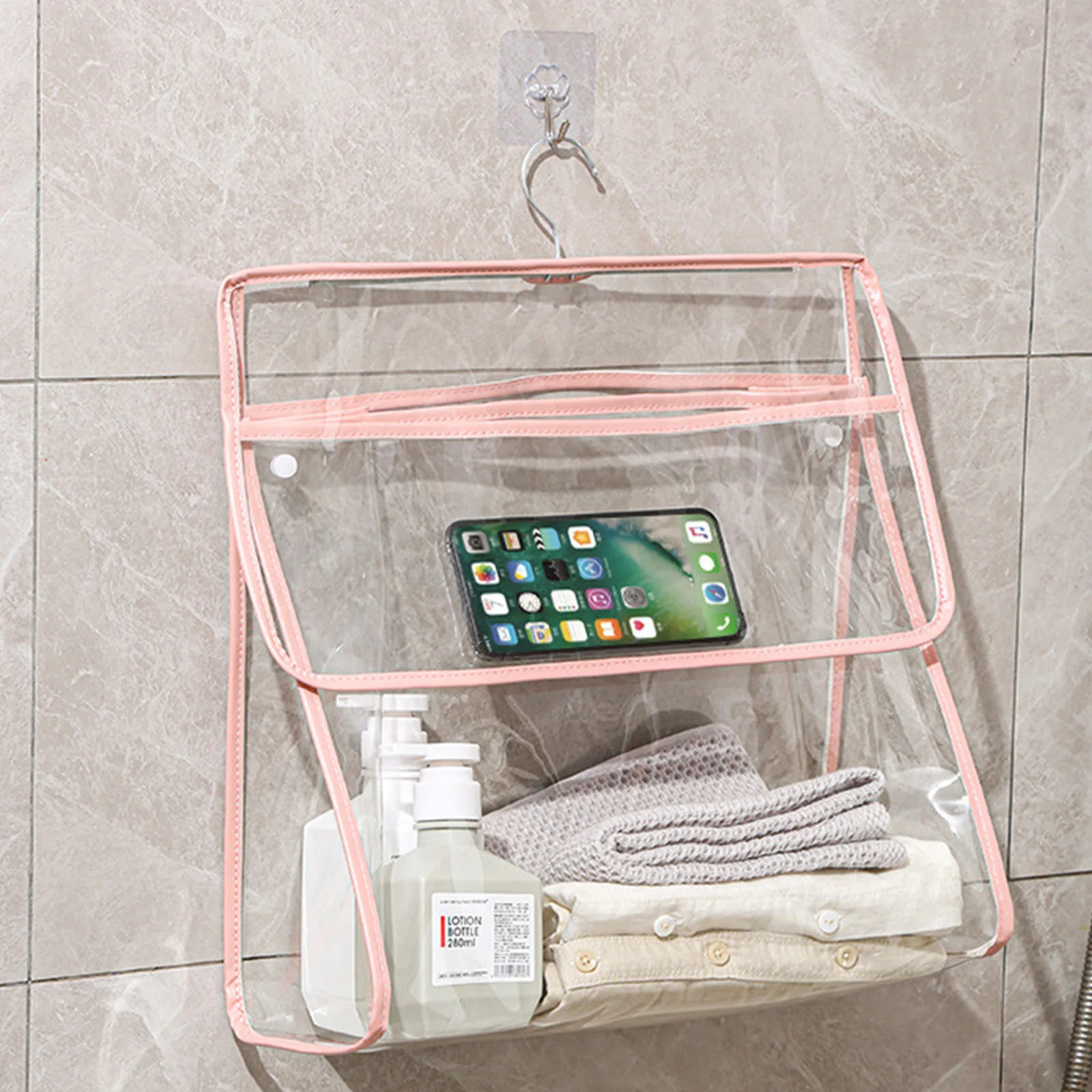 

Bathroom Waterproof Hanging Bag Transparent Toiletry Bag Shower Hanging Storage Bags Underwear Bra Socks Clothes Organizer Bag