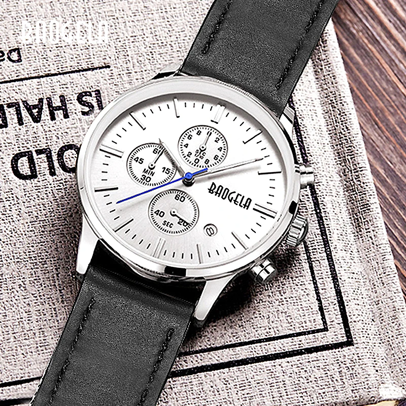 

Часы мужские кварцевые с хронографом, из натуральной кожи, 1611