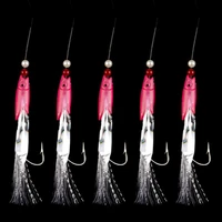 5 pc fishing baits luminous mackerel barbed hook bass cod lures sea fishing rigs tackle boat artificial bait lure fishing goods