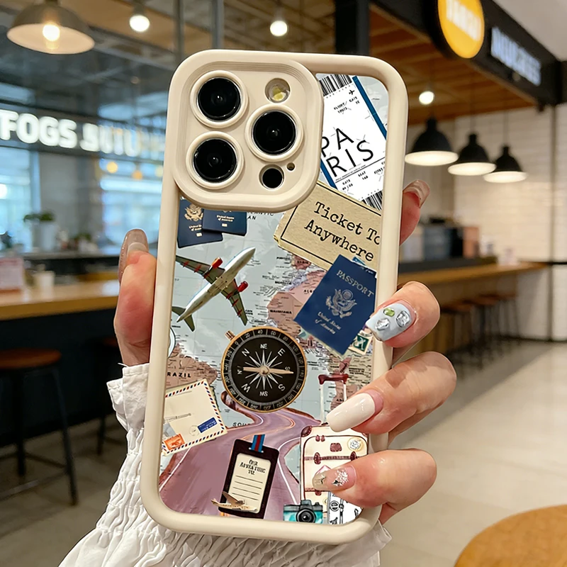 Чехол для телефона Stamp Map для Samsung Galaxy S25 Ultra Plus S24 S23 S22 S21 S20 FE A73 A72 A71 A56 A55 A54 5G A52 A52S A51 4G Cover (art.: 3920d41fe400e) - 3920d41fe400e