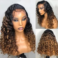1b27 honey blonde ombre human hair wigs colors deep wave brazilian remy 13x6 lace frontal wig side part female women sheenreal