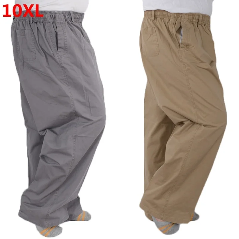 

Plus size 8XL 11XL 12xl middle-aed men's summer tin elastic band i waist cotton casual trousers Dad oversize 9XL 8XL 7XL
