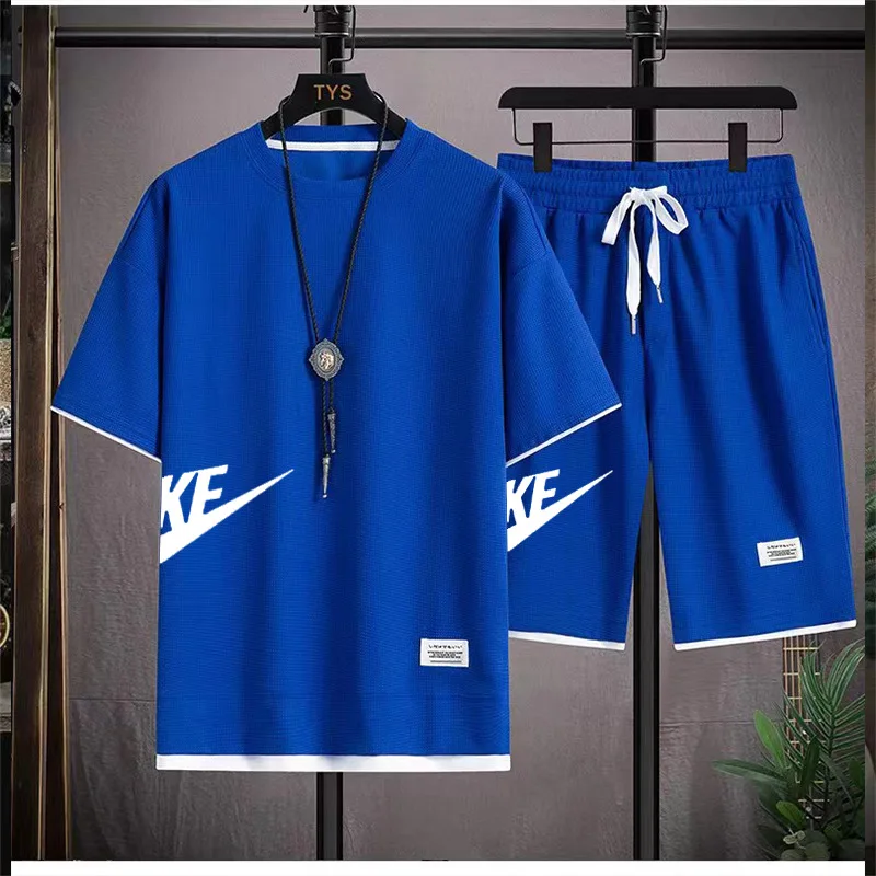 2023 Men's Two-piece Sportswear Short-sleeved Casual T-shirt and Pants Summer Sports Fitness Jogging Breathable Men's Suit