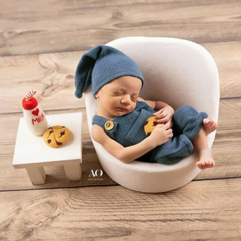 Dvotinst Newborn Photography Props Baby Outfits Sleeveless Suspender Overalls Romper Hat Pillow Backdrop Studio Shoot Photo Prop