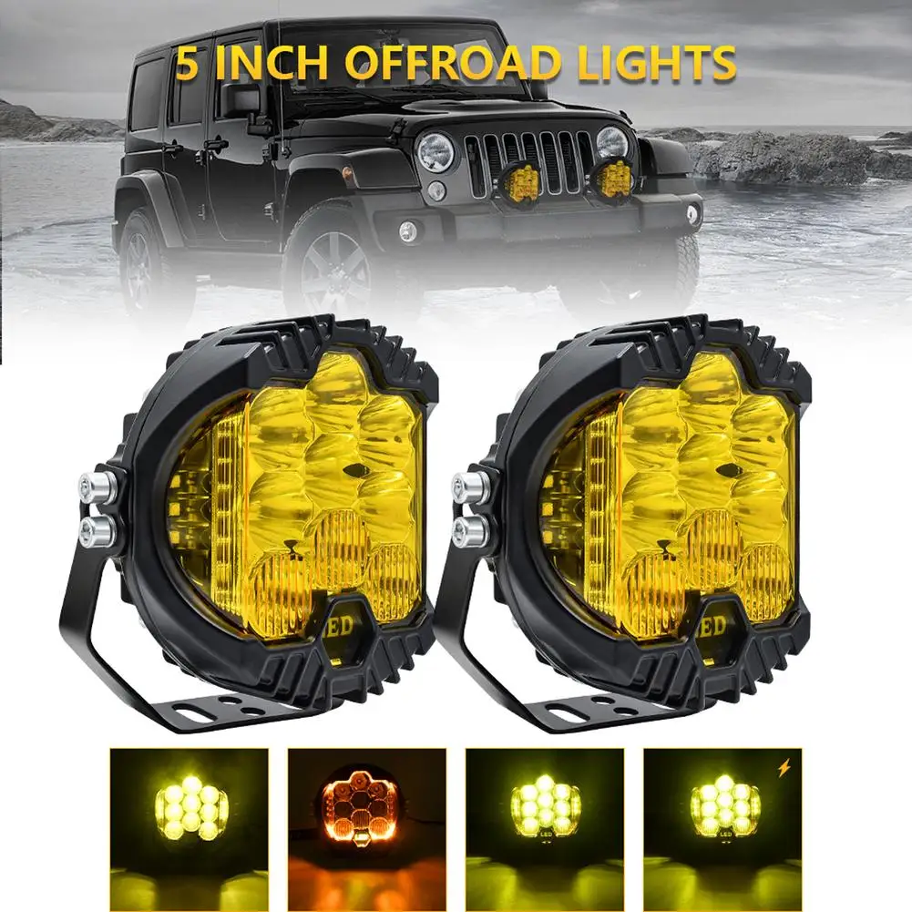 

1 pcs Car Led Work Light 3-sided Flashing Driving Lamp Angle Adjustable Front Headlights For Truck Off Road Night Driving Light
