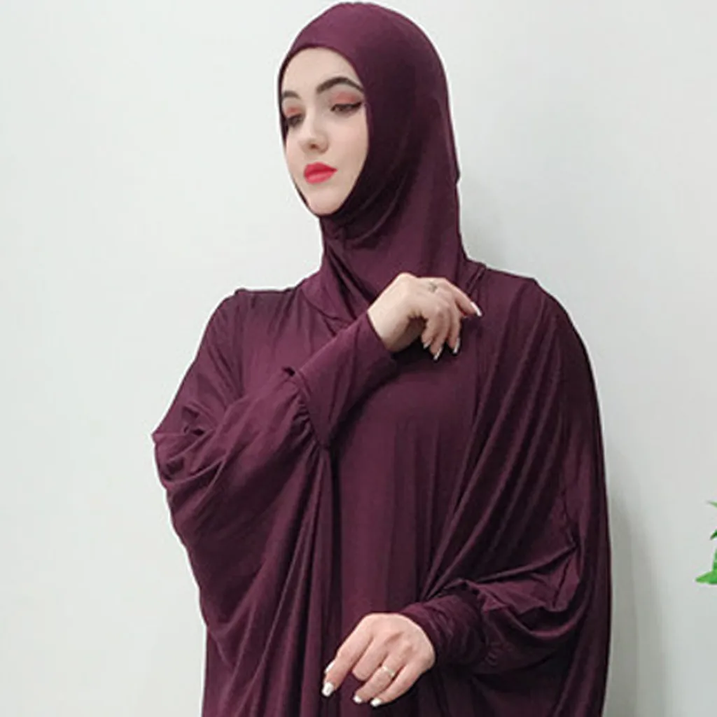 

Мусульманское цельнокроеное Молитвенное платье цзилбаб с капюшоном Abaya с дымчатым рукавом Исламская одежда, Дубай, черное турецкое платье для Саудовской Аравии