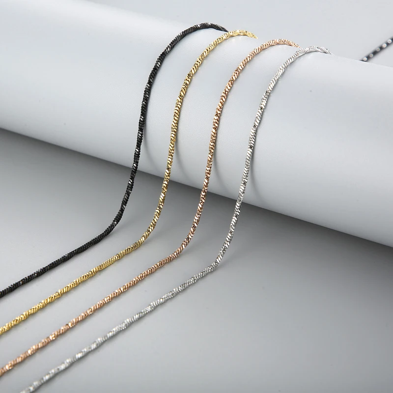 

1mm Punk Stainless Steel Twisted Snake Link Chian Men Necklace Slender Light Collar Choker for Men Women Fashion DIY Jewelry