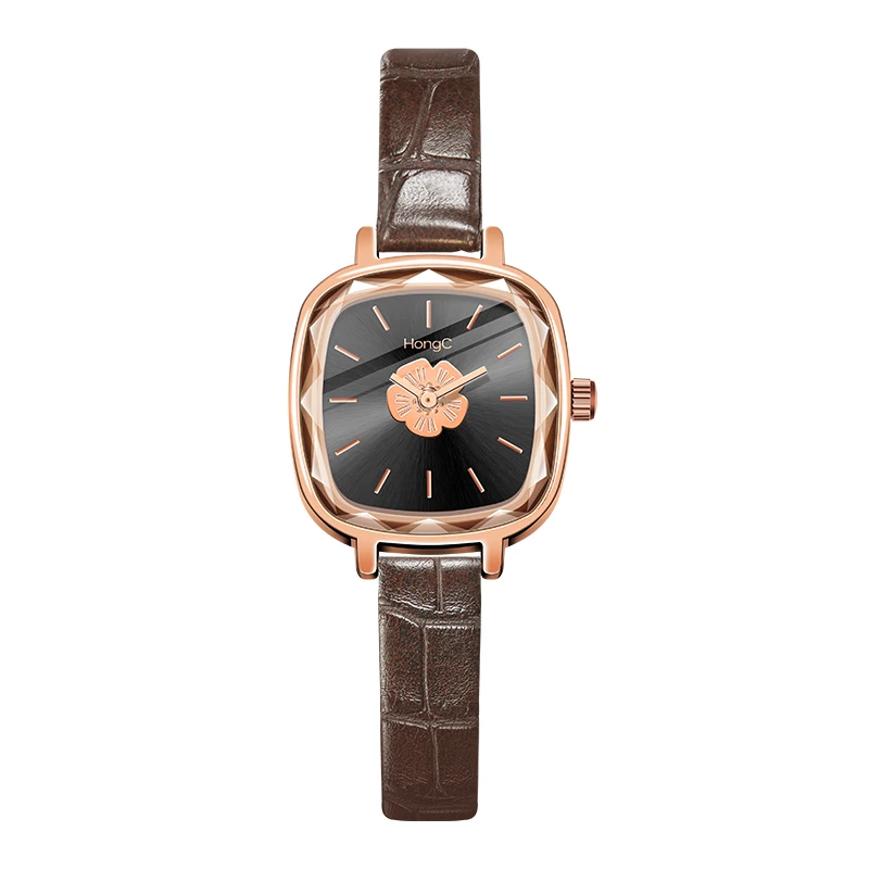 

Square Dial Women Quartz Watch Black Leather Band Classic Elegant Ladies Dress Watch Polygonal Waterproof Watch Montre Femme