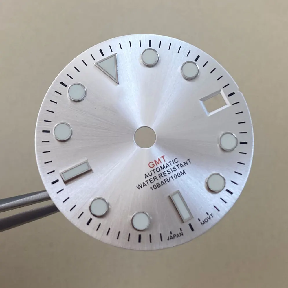 Аксессуары для часов GMT циферблат 29 мм Серебристый подходит - Цена: 1003.89