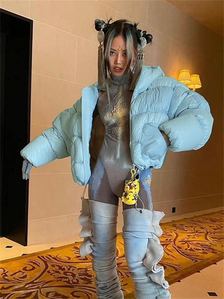 Winter Streetwear Coats Puffer Jackets For Women 2023 Long Sleeve Zipper Hoodie Top Bubble Casual Keep Warm Outdoor Wholesale