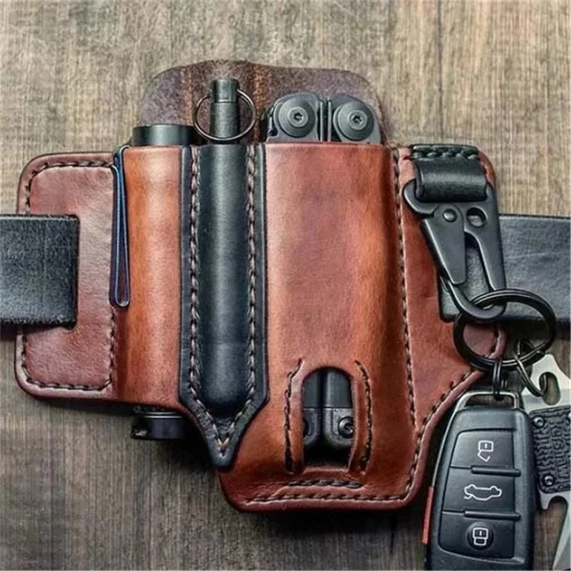 

Leather Sheath For Leatherman Multitool Sheath EDC Pocket Organizer With Key Holder For Belt And Flashlight Camping Outdoor Tool