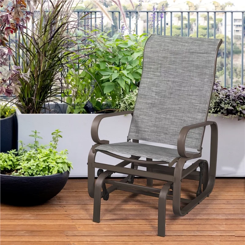 

SmileMart Fabric and Steel Porch Glider Chair for Outdoor Garden Patio, Gray garden furniture outdoor chair set