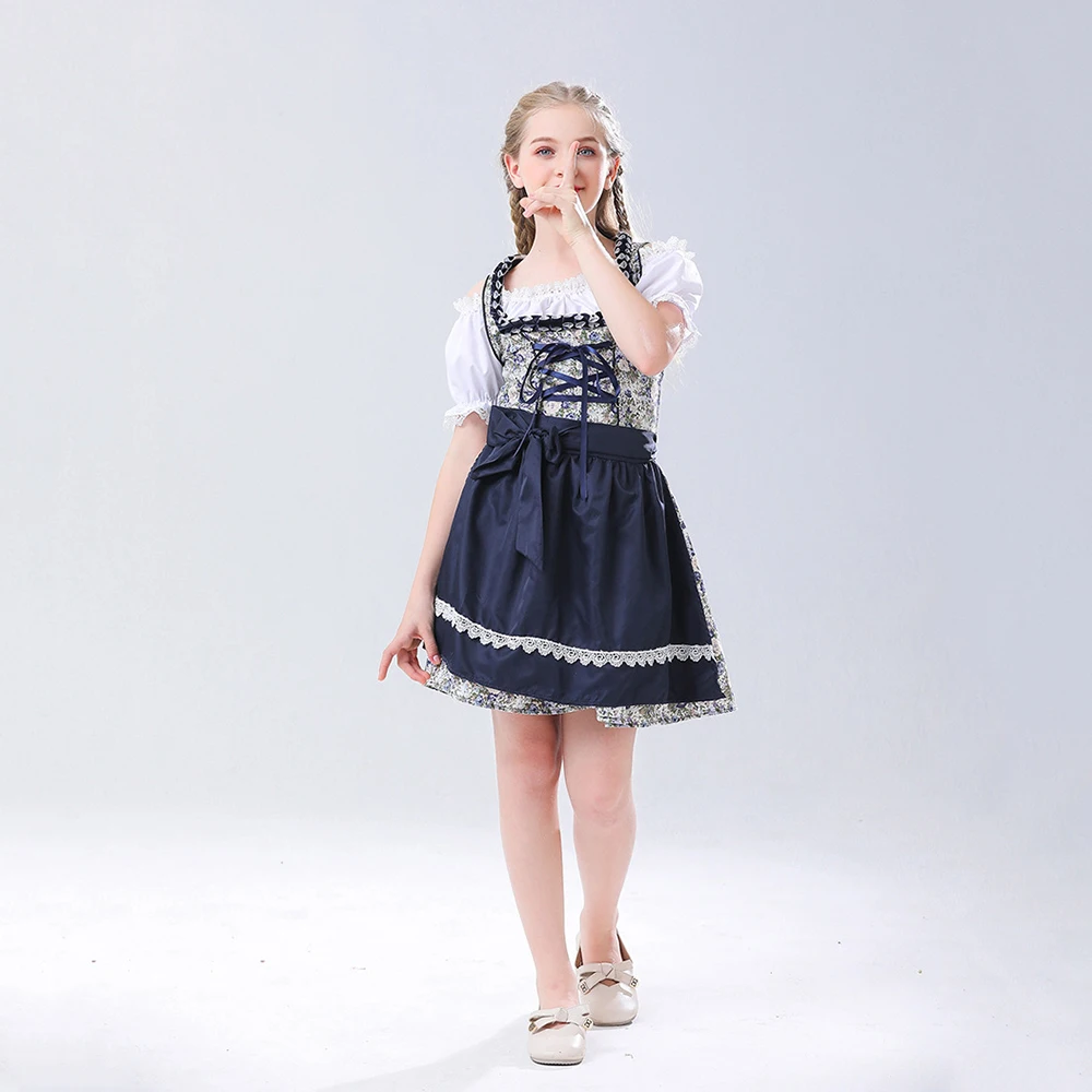 

2023 Deluxe Oktoberfest Beer Kids Dirndl Bavaria Maid Costume With Apron Outfit German Carnival Girl Maid Fancy Dress