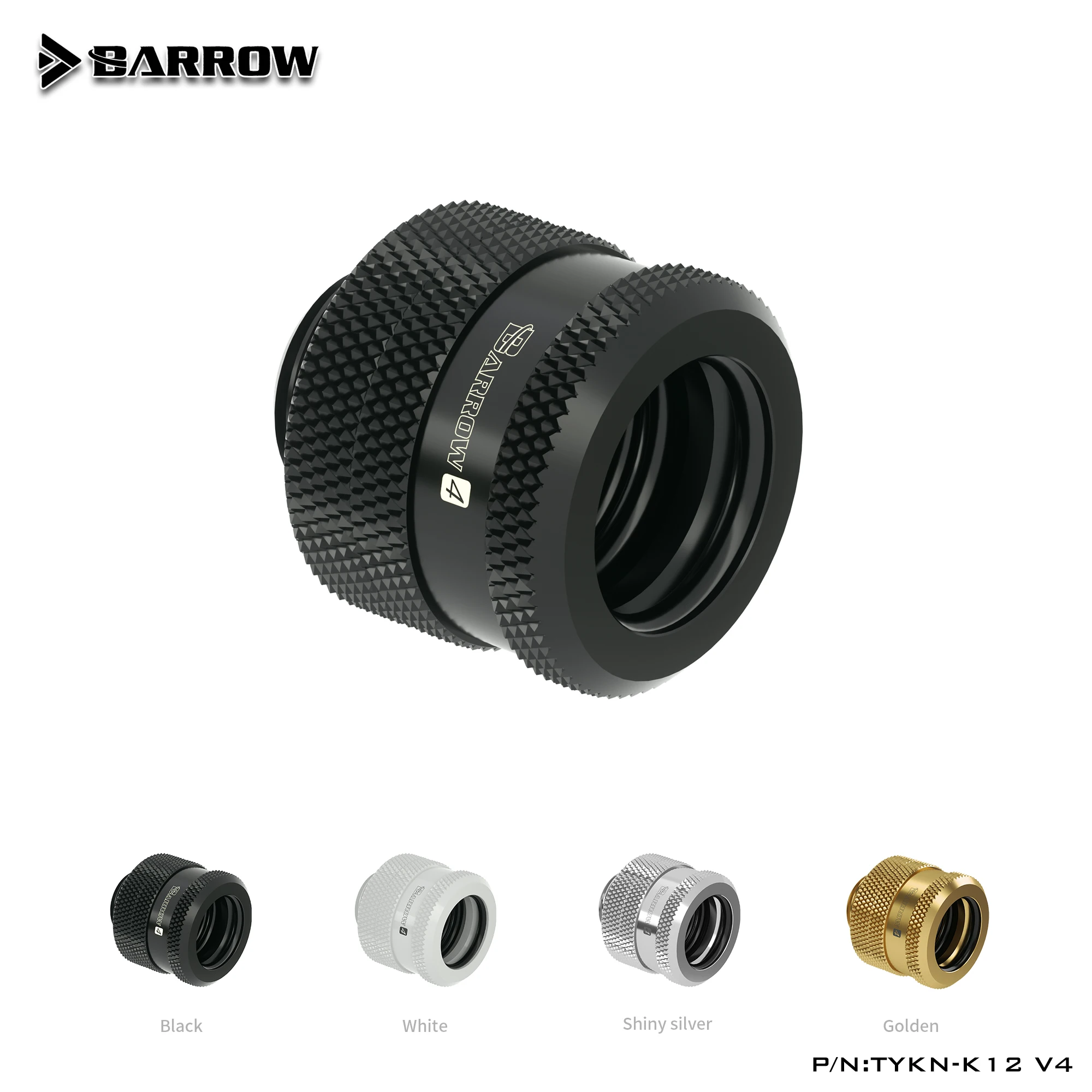 Фото Соединитель BARROW G1/4'' с ручной компрессией для трубок OD12/14/16мм из TEPG акрила, металлический коннектор для водяного охлаждения TYKN-K12 V4 №2