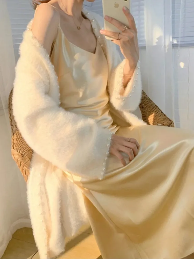 Плюшевые вязаные женские свитеры Hstar средней длины на весну и осень