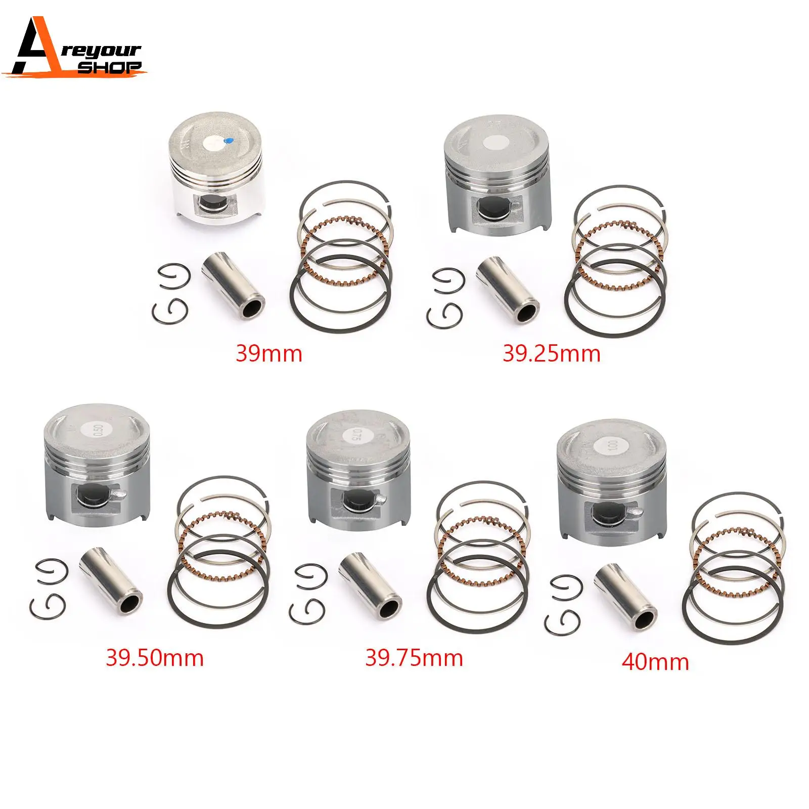 

Areyourshop комплект поршневых колец с зажимом Подходит для Honda CRF50F 2004-2012 Z50R Z50J ZB50 Cub 50 1988-1999 13101-GBZ-701 запчасти двигателя