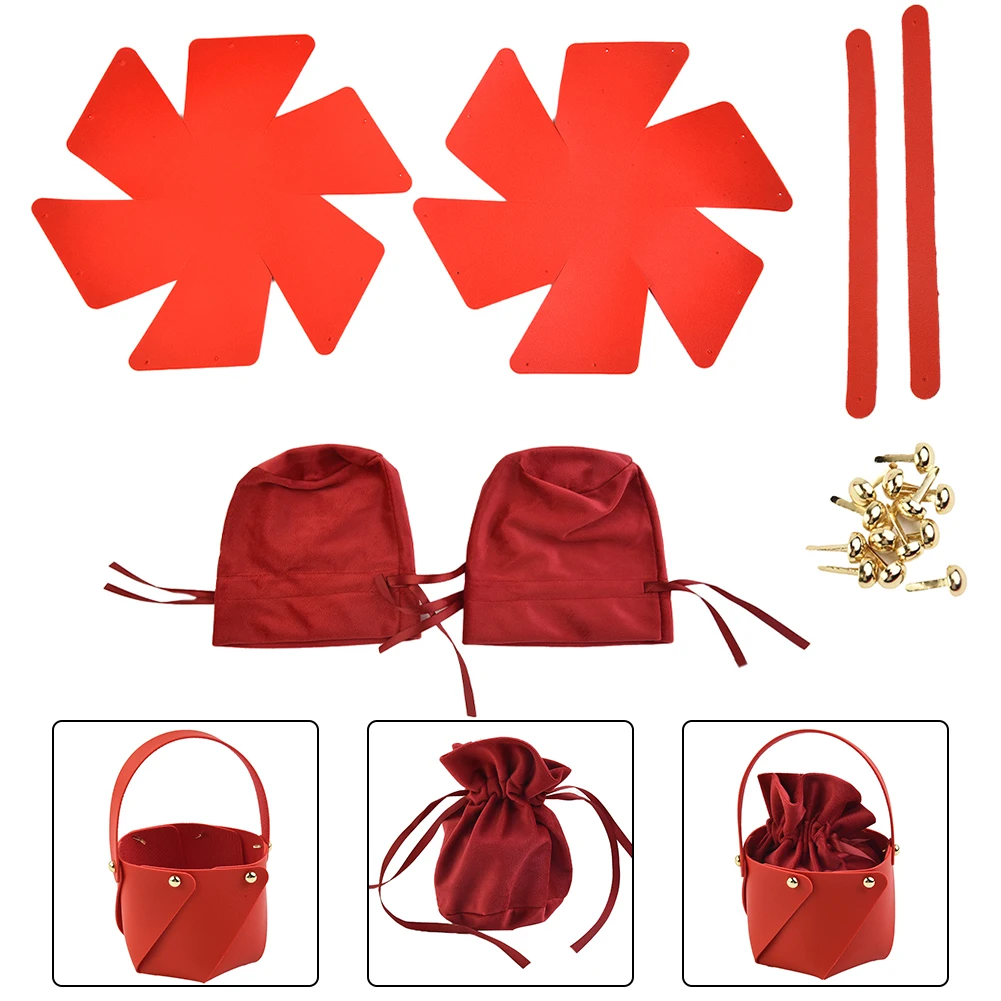 

2Pcs Leather Gift Bag Wedding Favors Candy Box Portable Candy Gift Jewelry Packaging Bags For Baby Shower Birthday Party Decor