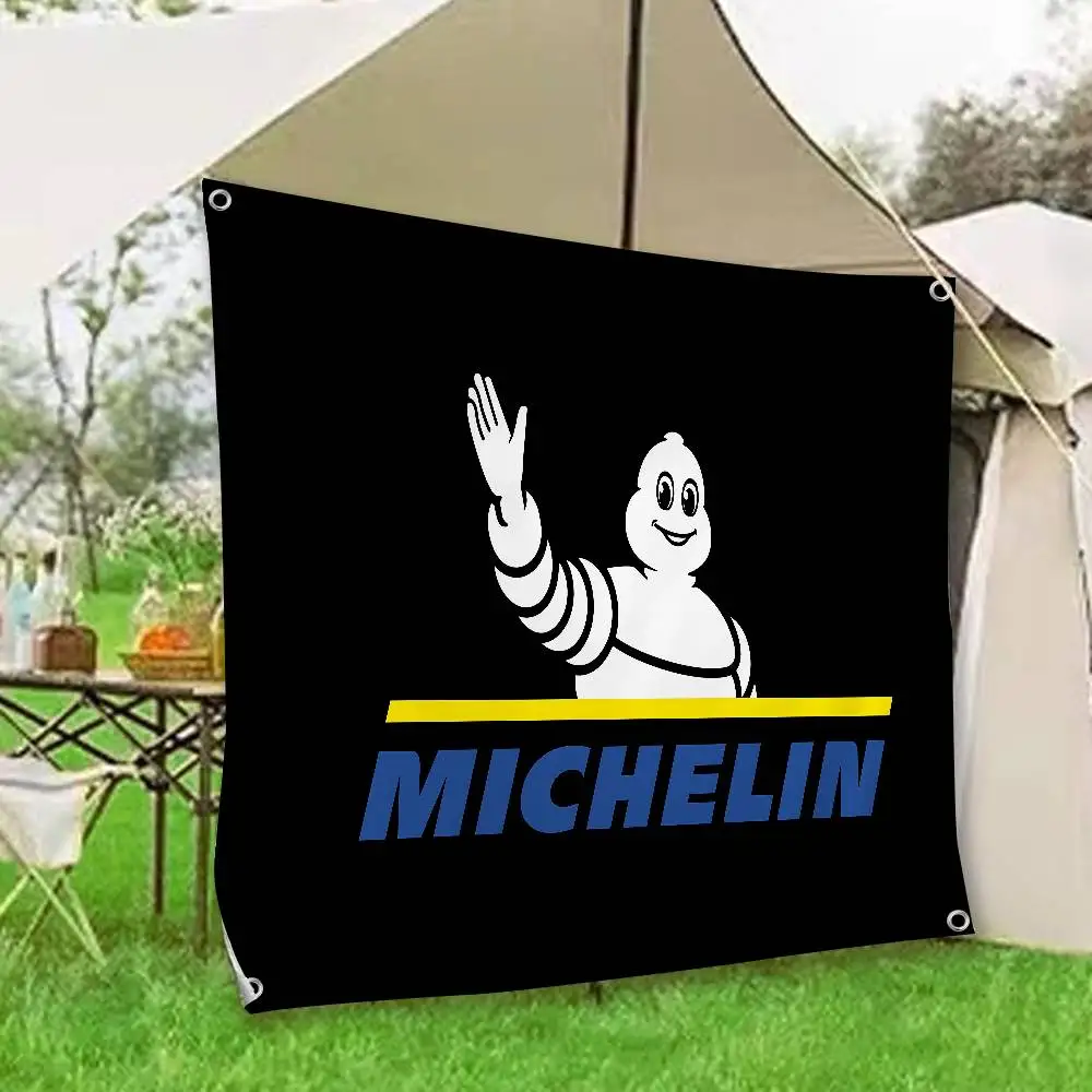 Фото Флаг с логотипом M-Michelins, мультяшный дизайн, научно-фантастический стиль, декор для комнаты, настенный декор, баннер для дома №1