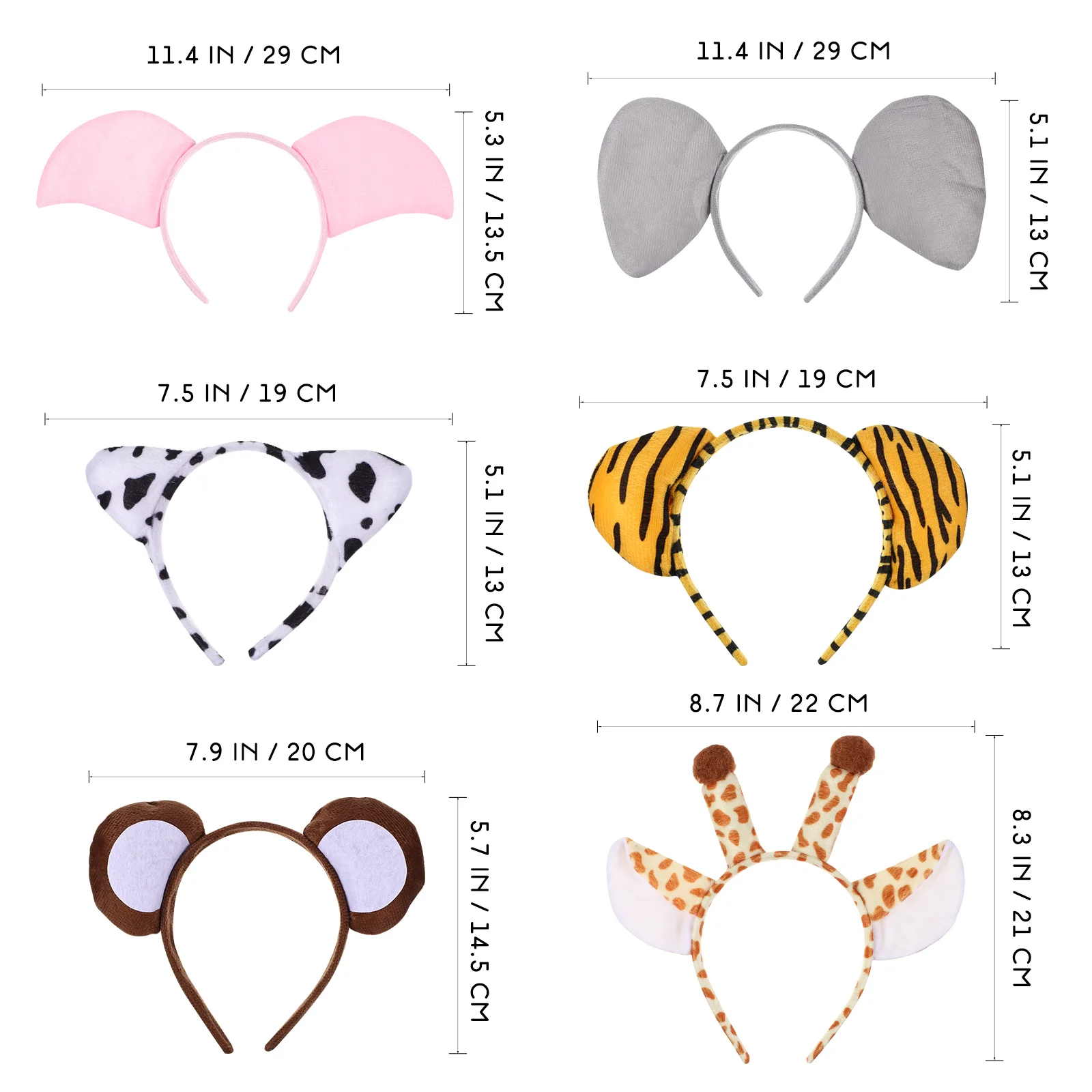 6 шт. головные уборы с ушками животных набор из предметов детские повязки на