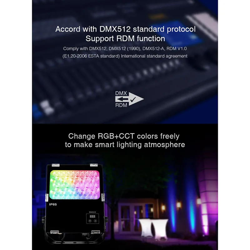 Miboxer 50 W DMX512 RDM Светодиодный прожектор заливающего света RGB + CCT светодиодный садовый светильник D5-G50 водонепроницаемый IP65 AC 110V 220V Наружное освещение