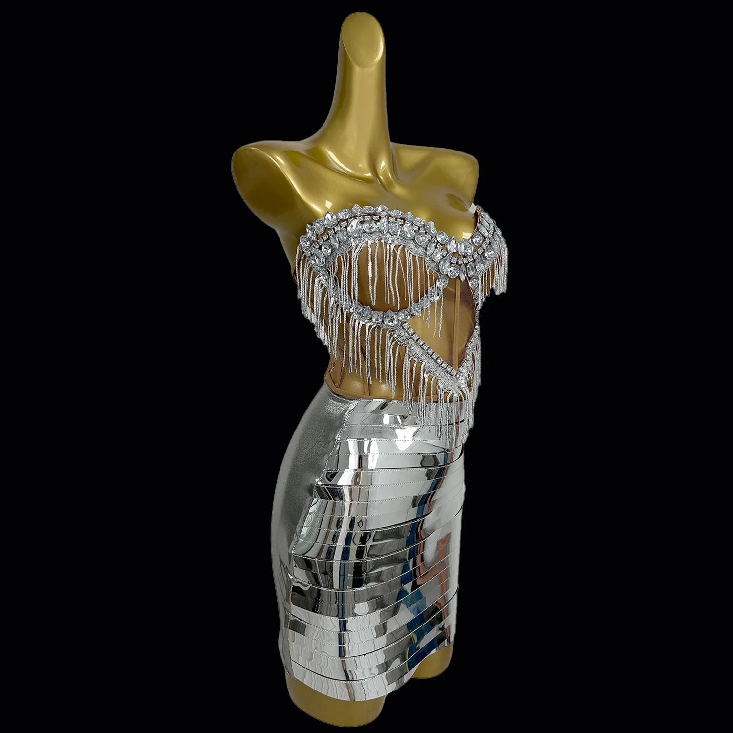 Серебристый корсет и юбка SN