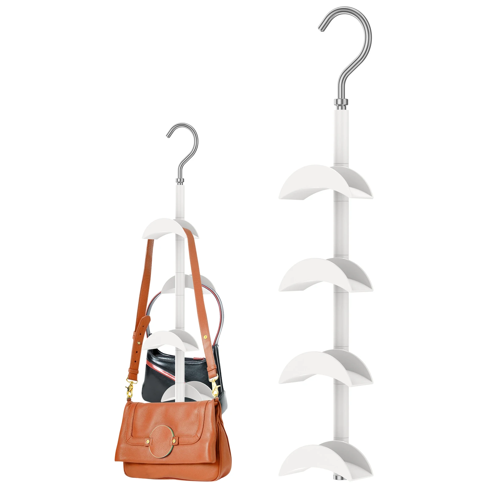 

Вешалка для кошелька, органайзер, Вращающиеся вешалки для сумок с 4 крючками, компактная вешалка для кошелька, прочные подвесные крючки для кошелька в шкафу
