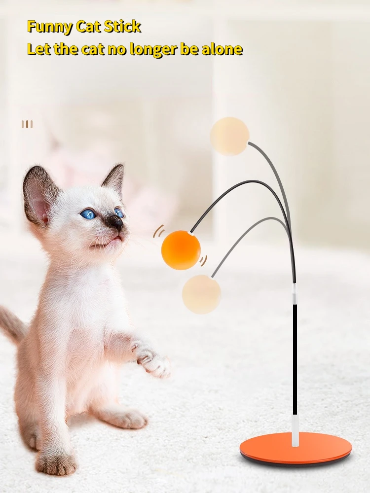 

Cat Toys Tease Cat Stick Selfh Ealing Artifact Bite Resistant Sucker Tumbler Table Tennis Kitten Interactive Supplies Toys