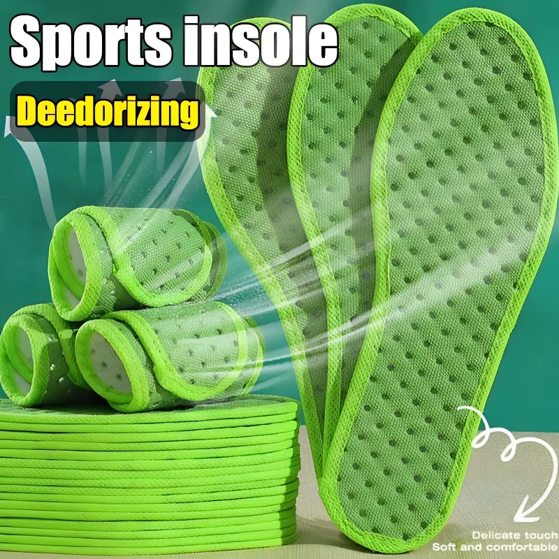 

2Pcs Cotton Deodorant Insoles Light Weight Shoes Pads Absorb-Sweat Breathable Thin Sports Insoles for Men Women Running Cushion