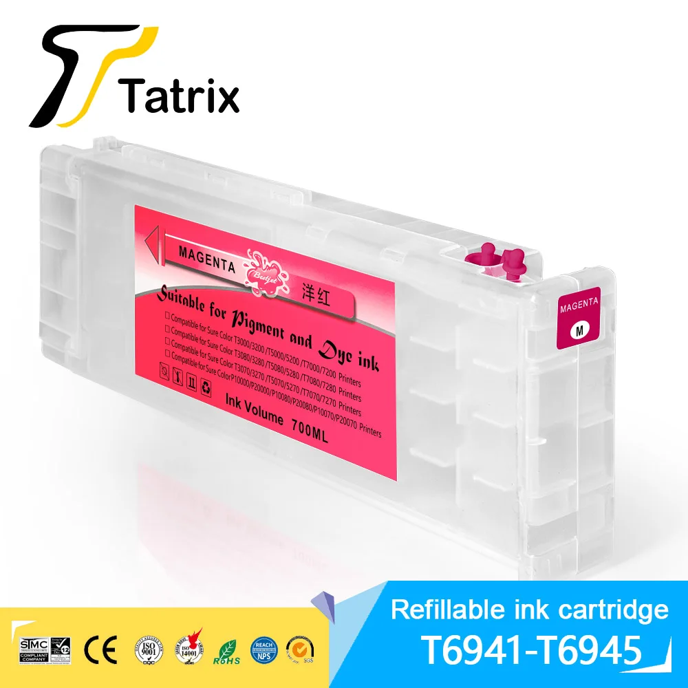 Tatrix T6941-T6945 Многоразовый картридж для Epson Sure Color T3200 T5200 T7200 T3270 T5270 T7270 T3000 T5000 T7000 T3070