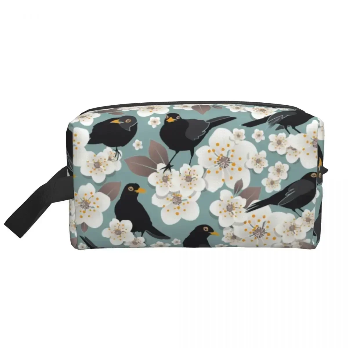 Забавная птица в ожидании вишни косметичка женский дорожный косметический