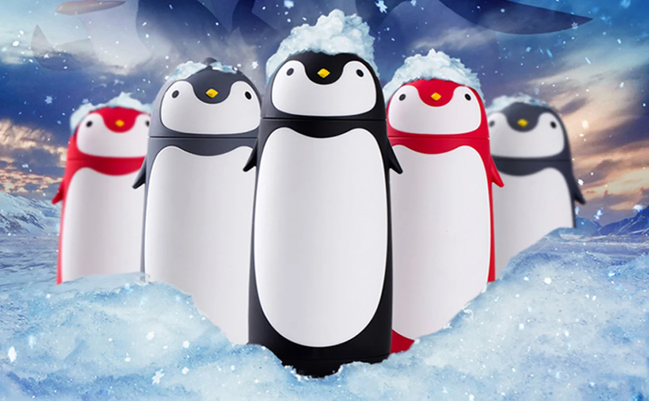 Бутылка для воды детская с рисунком пингвина 10 0 унции прямая защита от падения