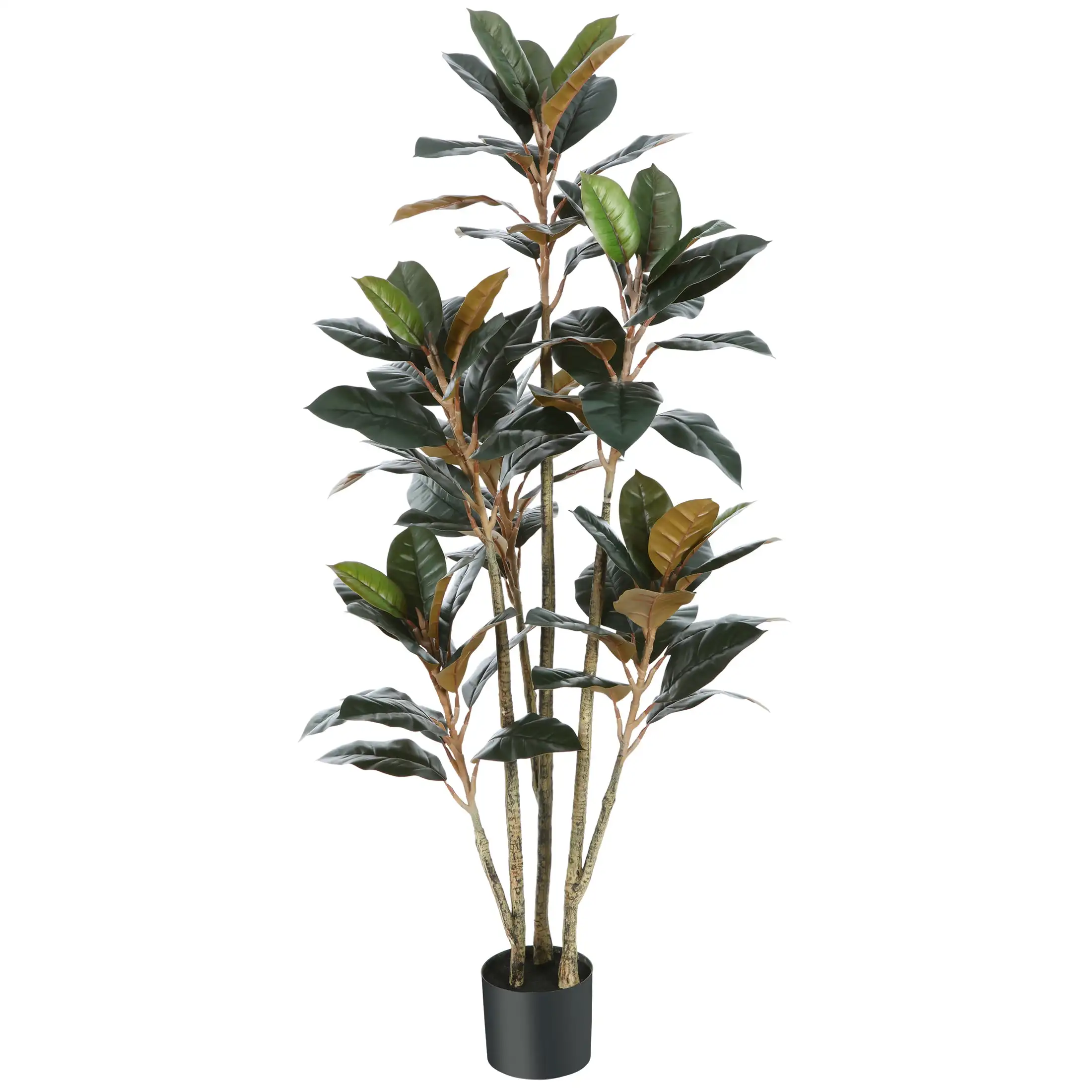 

4.6' Artificial Rubber Tree, 5.3FT Fake Plastic Ficus Plant, Pre Potted Faux Greenry Plant for Home Decor Office House Living Ro